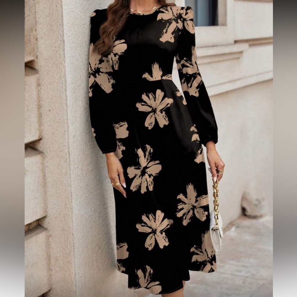 Elegant Black Floral Dress